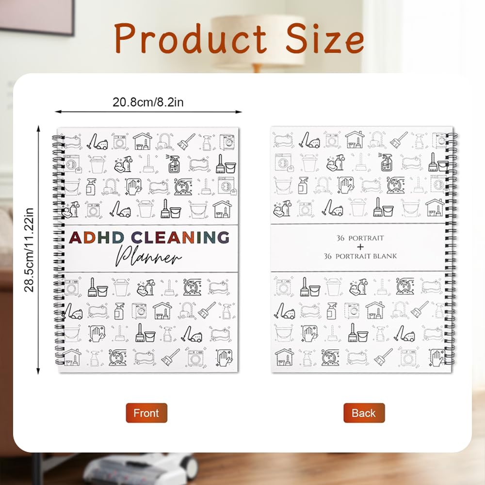Cleaning Planner – Undated Daily, Weekly & Monthly Home Organizer with Chore Cha