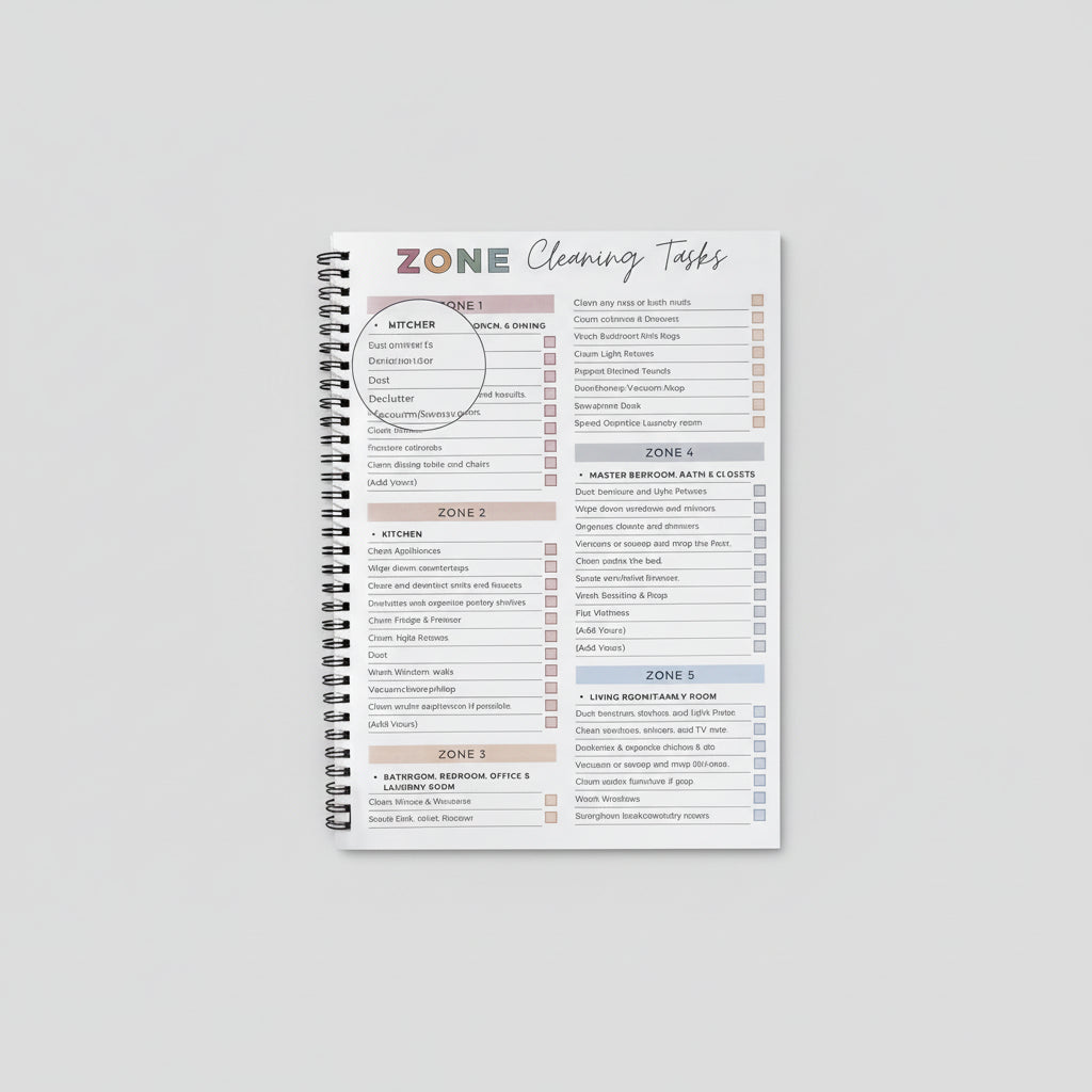 Cleaning Planner – Undated Daily, Weekly & Monthly Home Organizer with Chore Cha